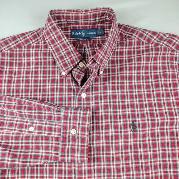 Ralph Lauren Other - Ralph Lauren Custom Fit Red Plaid Button-Down Shirt Mens Large Long Sleeve EUC